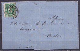 L. Affr. N°30 (coin Manquant) Càd CHAMPLON /12 JUIN 1873 Pour Banquiers à MARCHE (au Dos: Càd Arrivée MARCHE) - 1869-1883 Léopold II