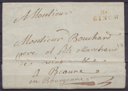 L. Datée 4 Juin 1806 De THUIN Pour Marchand De Vin à BEAUNE - Griffe "86/ BINCH" - Port "7" - 1794-1814 (Période Française)