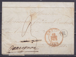 L. Datée 9 Mars 1856 De FRASNES-LEZ-GOSSELIES Pour ST-GHISLAIN - Boîte Rurale "R" Réexpédiée à QUAREGNON (au Dos: Càd ST - 1851-1857 Médaillons (6/8)