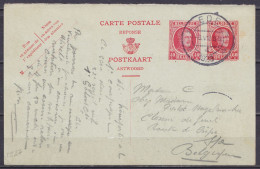 EP CP Partie Réponse 60c & 40c Rouges Houyoux Càpt EDE /-6.VII 1928 (Pays-Bas) Pour SPA - Cartes Postales 1909-1934