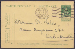 EP CP 5c Vert (N°110) Flam. BRUSSEL 1 /1.X 1914 Pour UCCLE - Un Des Dernières Cartes Envoyées De Bruxelles Avant La Pris - Postcards 1909-1934