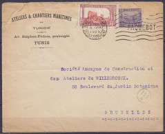 L. "Ateliers & Chantiers Maritimes De Tunisie" Affr. N°39+72 Flam. MARSEILLE-GARE /8.VIII 1925/ PAQUEBOT Pour BRUXELLES - Lettres & Documents