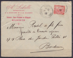Tunisie - L. "A.Laballe Représentant à La Marine Et à La Guerre" Affr. N°32 Càd  "BIZERTE /25-8-1906/ REGENCE DE TUNIS"  - Covers & Documents