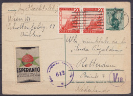 Autriche - EP CP 20g + 2x 20g Flam WIEN 68/15.6.1948 Pour ROTTERDAM - Vignette "Esperanto Internationale Verkehrssprache - Autres & Non Classés