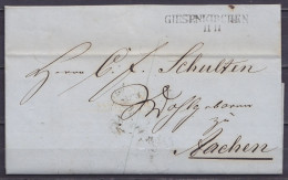 Allemagne - L. Datée 11 Novembre 1860 De HORSH (?) Pour AACHEN - Griffe "GIESENKIRCHEN /11 11" (au Dos: Càd Arrivée AACH - Other & Unclassified