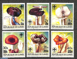 Guinea, Republic 1985 Mushrooms 6v, Overprinted, Mint NH, Nature - Mushrooms - Mushrooms