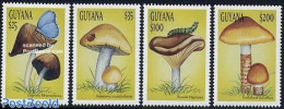 Guyana 1999 Mushrooms 4v, Mint NH, Nature - Butterflies - Insects - Mushrooms - Pilze