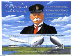 Gambia 2000 Zeppelin 3v M/s, Mint NH, Zeppelins - Zeppelins