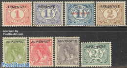 Netherlands 1913 Armenwet Overprints 8v, Unused (hinged) - Dienstzegels