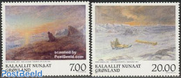 Greenland 1999 Paintings 2v, Mint NH, Nature - Dogs - Art - Modern Art (1850-present) - Unused Stamps