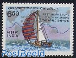 India 1987 Sailing The World 1v, Mint NH, Sport - Transport - Various - Sport (other And Mixed) - Ships And Boats - Maps - Ungebraucht