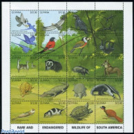 Guyana 1990 Rare Animals 20v M/s, Mint NH, Nature - Animals (others & Mixed) - Birds - Birds Of Prey - Monkeys - Guyana (1966-...)