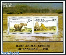 Tanzania 1985 Zanzibar Animals S/s, Mint NH, Nature - Animals (others & Mixed) - Reptiles - Rhinoceros - Tanzania (1964-...)