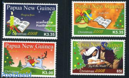 Papua New Guinea 2008 Christmas 4v, Mint NH, Religion - Christmas - Art - Books - Christmas