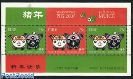 Ireland 2007 Year Of The Pig S/s, Mint NH, Nature - Various - Cattle - New Year - Unused Stamps