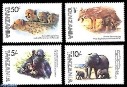 Tanzania 1982 Film Animals 4v, Mint NH, Nature - Performance Art - Animals (others & Mixed) - Cat Family - Elephants -.. - Cinema