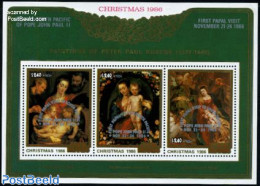 Cook Islands 1986 Popes Visit S/s, Mint NH, Religion - Christmas - Pope - Art - Paintings - Noël