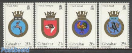 Gibraltar 1984 Naval Arms 4v, Mint NH, History - Nature - Coat Of Arms - Birds - Dogs - Poultry - Gibraltar