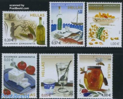 Greece 2008 Traditional Food 6v, Mint NH, Health - Nature - Transport - Food & Drink - Bees - Fish - Ships And Boats - Ungebraucht