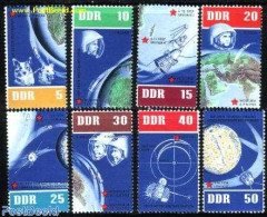 Germany, DDR 1962 SPACE FLIGHTS 8V, Mint NH, Nature - Transport - Various - Dogs - Space Exploration - Maps - Neufs