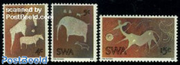 South-West Africa 1974 Cave Paintings 3v, Mint NH, Nature - Animals (others & Mixed) - Elephants - Giraffe - Art - Cav.. - Vor- Und Frühgeschichte