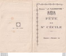 FLEURANCE - FETE DE LA SAINTE CECILE - HARMONIE " LA FLEURANTINE " PROGRAMME DU DIMANCHE 8 DECEMBRE  1935 - Programmes