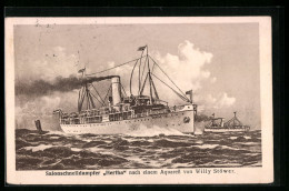 Künstler-AK Willy Stoewer: Salonschnelldampfer Hertha Auf Hoher See  - Steamers