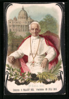 Lithographie Portrait Papst Leo XIII. Vor Dem Petersdom  - Papes