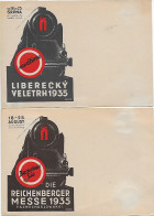 2x Verschiedene Liberecky Veletrh 1935, Lokomotive, Reichenberger Messe - Autres & Non Classés