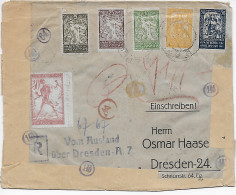 Einschreiben Vom Ausland über Dresden, Devisenkontrolle 1921 - Other & Unclassified