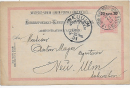 Smirne 1901 Nach Neu-Ulm, Levante - Levant Autrichien