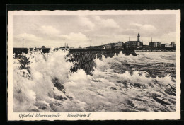 AK Warnemünde, Mole Bei Windstärke 10  - Autres & Non Classés