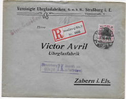 Einschreiben Elsaß Straßburg Uhrglasfabrik Nach Zabern, 1915, Zensur - Lettres & Documents