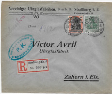 Einschreiben Straßburg Uhrglasfabrik Nach Zabern, 1916, Zensur - Lettres & Documents