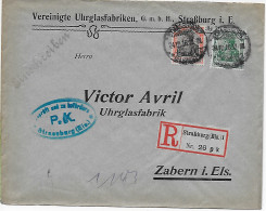 Straßburg Einschreiben Uhrglasfabrik Nach Zabern, 1916, Zensur - Lettres & Documents