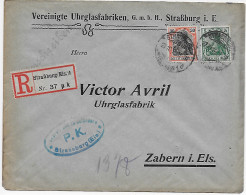 Einschreiben Elsaß Straßburg Uhrglasfabrik Nach Zabern, 1916, Zensur - Covers & Documents