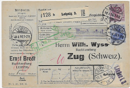 Paketkarte Leipzig Nach Zug/CH - Eindruck, 11.8.1916,  Beschaufrei, über Lindau - Lettres & Documents