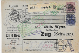 Paketkarte Buchhandlung Leipzig Nach Zug über Lindau, Zollfrei - Revidiert, 1916 - Lettres & Documents