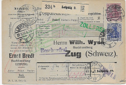 Leipzig Buchhandlung Nach Zug, 1916, Beschaufrei über Lindau - Covers & Documents
