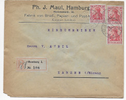 Fabrik Briefpapier, Einschreiben Hamburg Nach Zabern, 1908, Rücks. Briefwaage - Lettres & Documents