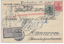 Nachnahme Postkarte Zabern Nach Hannover, Zurück 1906 - Covers & Documents