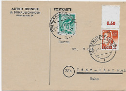 Postkarte Donaueschingen 1948 Nach Idar-Oberstein - Bade