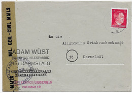 Darmstadt / Kronach 2.2.45, Sohlenfabrik An AOK, Militär Zensur, Überroller - Lettres & Documents