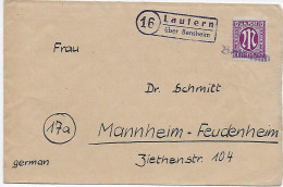 Agenturstempel Lautern über Bensheim Nach Mannheim - Lettres & Documents