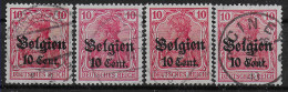 Belgien: MiNr. 14a-b-cI, CII, BPP Geprüft, Gestempelt - Bezetting 1914-18