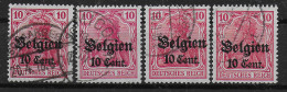 Belgien: MiNr. 14a-b-cI, CII, Gestempelt, BPP Geprüft - Bezetting 1914-18