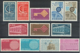 FRANCE - 1966/71, EUROPA STAMPS SERIES OF 12, COMPLETE SET OF 2 EACH, UMM(**). - Ongebruikt