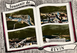 CPM.   MULTIVUES "  SOUVENIR DE REVIN  " CARTE AFFR AU VERSO .  2 SCANNES - Revin