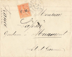 MOUCHON 15C SURCH FM SUR LETTRE ALGER MUSTAPHA 7/12/1901 POUR MIRAMONT LOT ET GARONNE - Covers & Documents