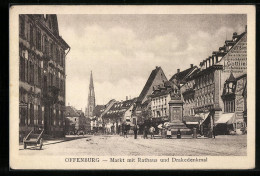 AK Offenburg, Markt Mit Rathaus Und Drakedenkmal  - Offenburg